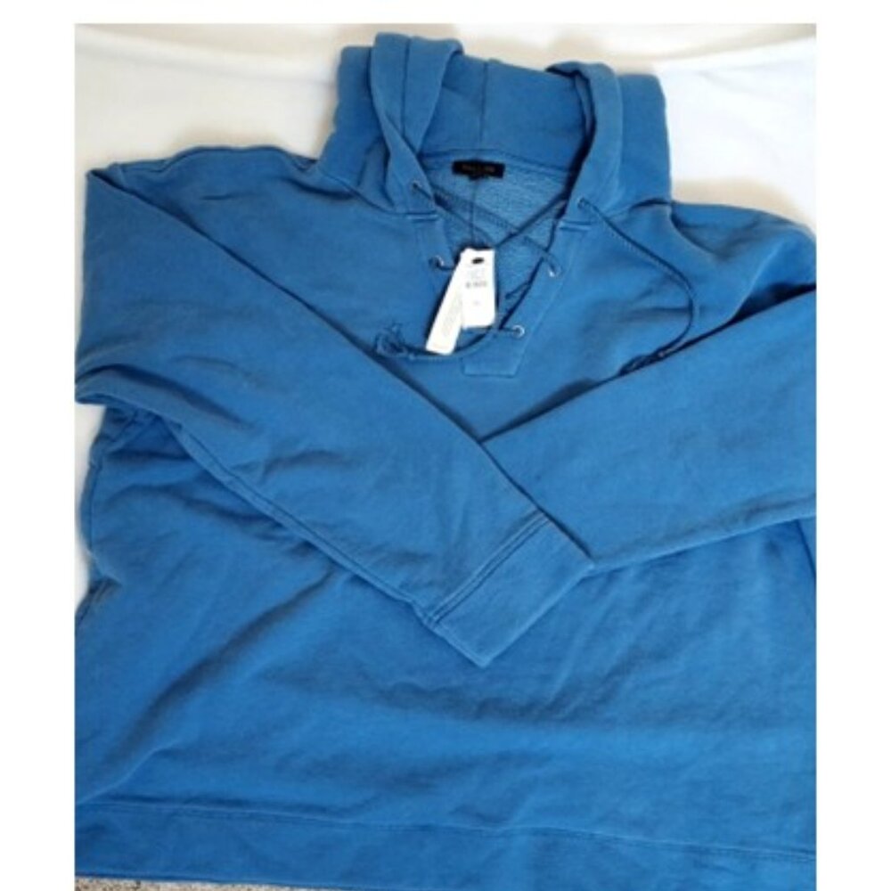 TALBOTS Sweatshirt Hooded Lace Up Pullover Blue SZ XL *NEW WITH TAGS*